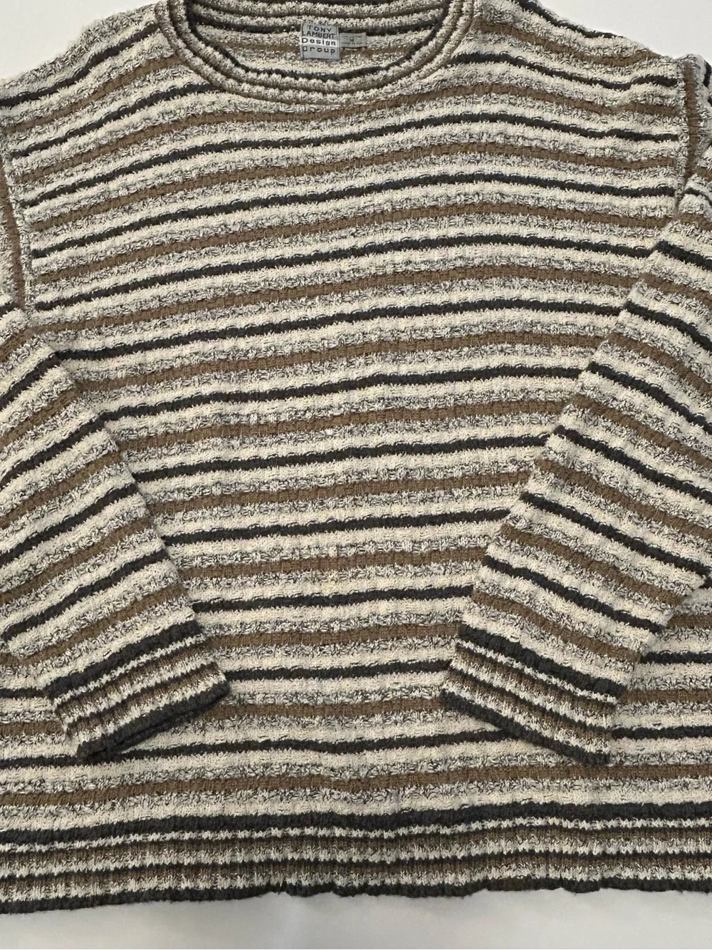 Retro Unisex Tony Lambert Striped Crewneck Knit Sweater SZ L Grandpacore Urban